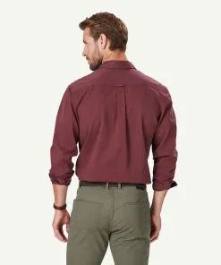 Gazman Authentic Twill Long Sleeve Shirt - Wine -Cheap Gazman Store 3 48640