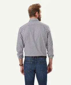 Gazman Easy Care Twill Check Long Sleeve Shirt - Chocolate -Cheap Gazman Store 3 49900