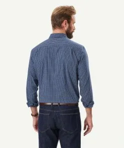 Gazman Easy Care Melange Check Long Sleeve Shirt - Navy Melange -Cheap Gazman Store 3 49920