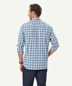 Gazman Brushed Twill Melange Check Long Sleeve Shirt - Slate -Cheap Gazman Store 3 49945