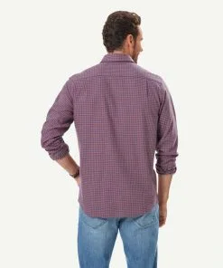 Gazman Brushed Twill Gingham Long Sleeve Shirt - Terracotta -Cheap Gazman Store 3 49977