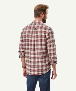 Gazman Brushed Twill Check Long Sleeve Shirt - Terracotta -Cheap Gazman Store 3 49987