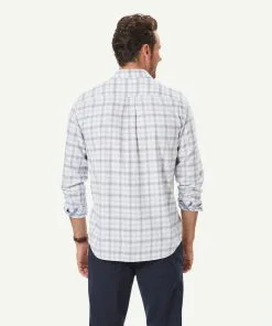 Gazman Brushed Twill Ombre Check Long Sleeve Shirt - White -Cheap Gazman Store 3 49997