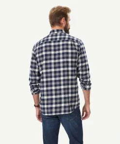 Gazman Brushed Twill Box Check Long Sleeve Shirt - Grey Melange -Cheap Gazman Store 3 50007