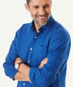 Gazman Pure Linen Plain Long Sleeve Shirt - Royal -Cheap Gazman Store 3 06535a84 fa33 4848 91e3 1e9f44685eab