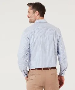 Gazman Easy Care Herringbone Stripe Shirt - Blue -Cheap Gazman Store 3 17df8a0e 5a26 4241 8ff0 9017a9320df5