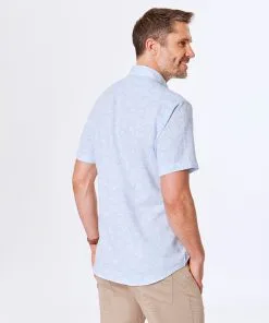 Gazman Tailored Fit Linen Blend Short Sleeve Shirt - Sky Blue -Cheap Gazman Store 3 1b869244 3225 435e 9d30 69d41498b8e6