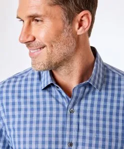 Gazman Easy Care Melange Check Shirt - Grey Blue -Cheap Gazman Store 3 235e7917 3b10 457c 9109 a79252c34624