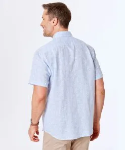 Gazman Linen Blend Short Sleeve Shirt - Sky Blue -Cheap Gazman Store 3 31d095b6 489d 46aa ad88 81188b71e056