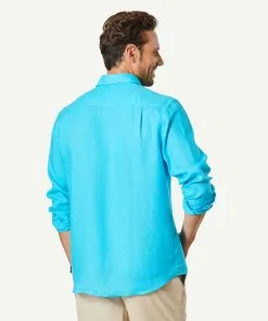 Gazman Linen Plain Long Sleeve Shirt - Cayman Blue -Cheap Gazman Store 3 3a7fd762 e4df 4cdb 97c9 c1682dfdd804