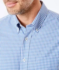 Gazman Easy Care Stretch Gingham Shirt - Blue -Cheap Gazman Store 3 48770270 7d81 4726 8083 ff55df36089d