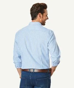 Gazman Tailored Casual Stretch Stripe Long Sleeve Shirt - Marine Blue -Cheap Gazman Store 3 4e2de8c1 5d72 4b45 8d9a 51ce9b331156
