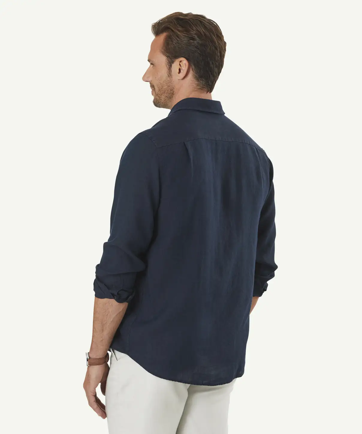 Gazman Pure Linen Plain Long Sleeve Shirt - Dark Navy 5 Gazman Pure Linen Plain Long Sleeve Shirt - Dark Navy - Image 3