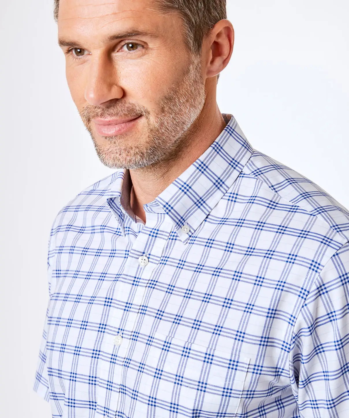 Gazman Easy Care Oxford Check Short Sleeve Shirt - White 5 Gazman Easy Care Oxford Check Short Sleeve Shirt - White - Image 3