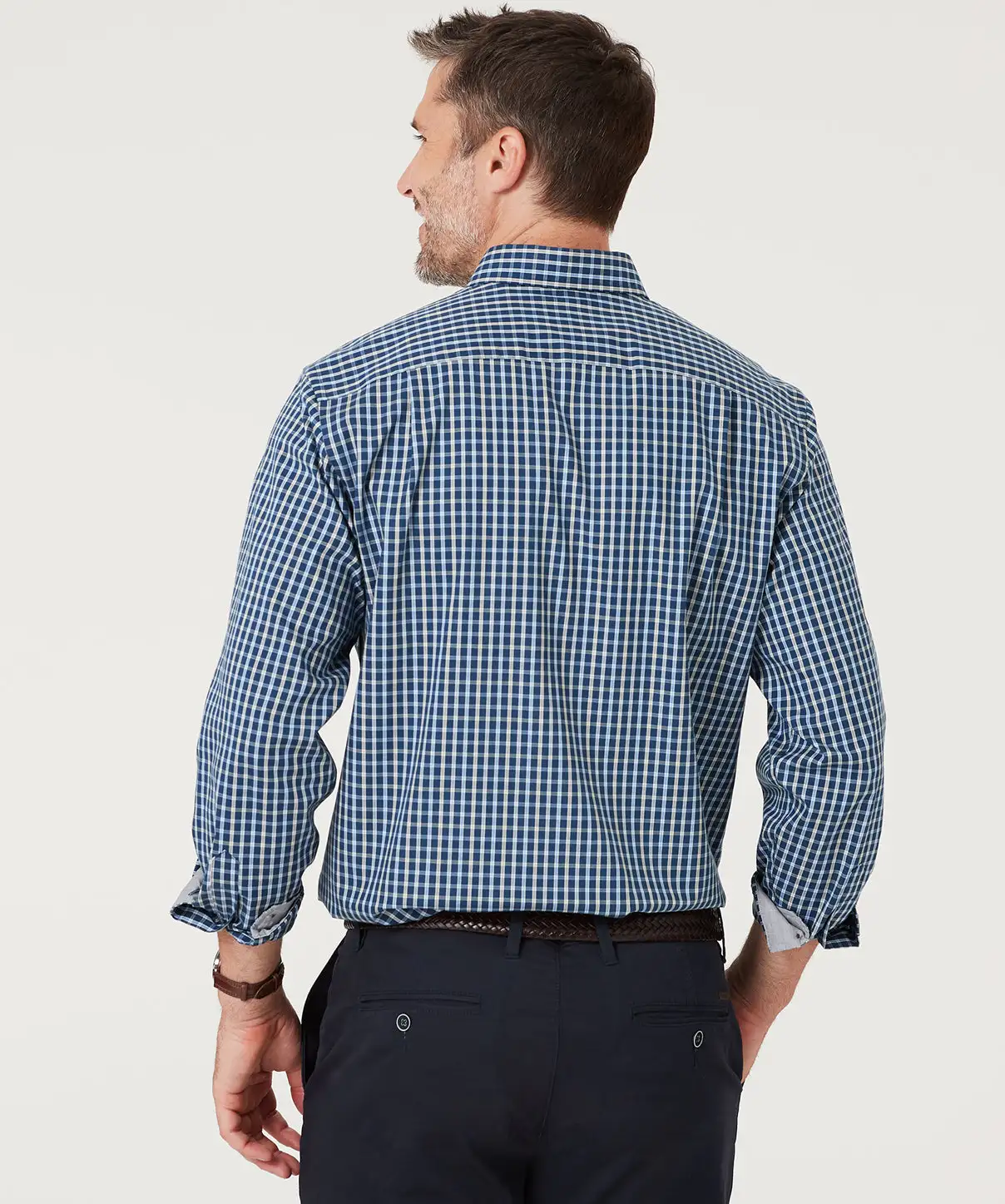 Gazman Easy Care Oxford Check Shirt - Teal 5 Gazman Easy Care Oxford Check Shirt - Teal - Image 3