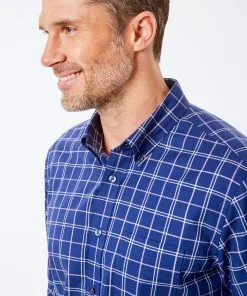 Gazman Tailored Fit Easy Care Check Shirt - Royal -Cheap Gazman Store 3 56ae247a 6e24 4b9a a83e f80176da4e95