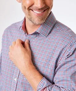 Gazman Easy Care Oxford Check Shirt - Red -Cheap Gazman Store 3 60494f86 007a 4f96 bbe9 6fbc7e940b47