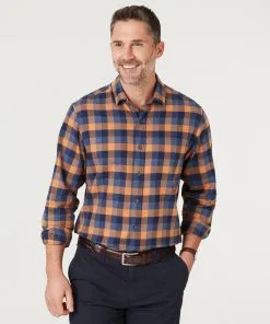 Gazman Brushed Twill Box Check Shirt - Orange -Cheap Gazman Store 3 6d690cda b60d 4951 a45a abcb1a25e609