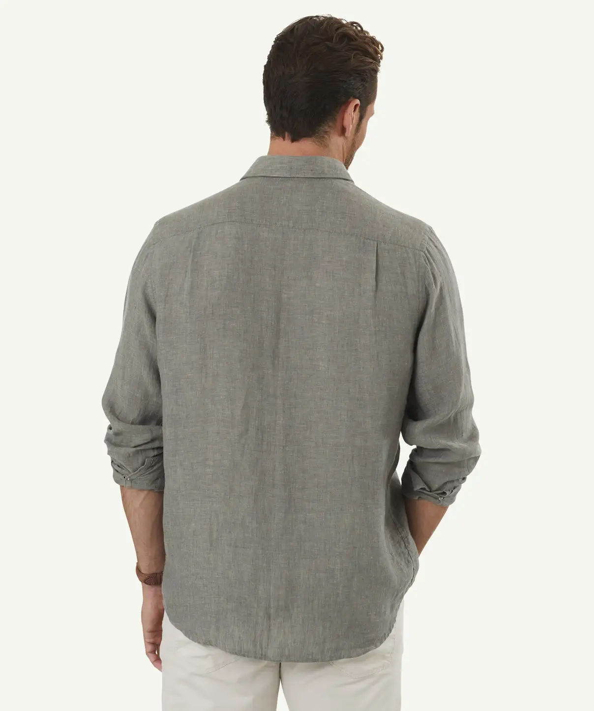 Gazman Pure Linen Plain Long Sleeve Shirt - Khaki 5 Gazman Pure Linen Plain Long Sleeve Shirt - Khaki - Image 3