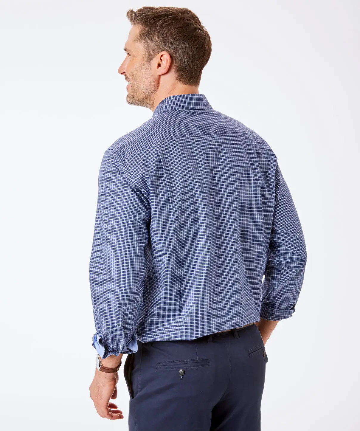 Gazman Easy Care Oxford Check Shirt - Navy 5 Gazman Easy Care Oxford Check Shirt - Navy - Image 3