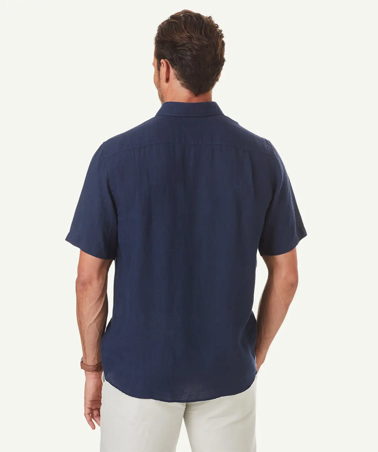 Gazman Linen Plain Short Sleeve Shirt - Navy 5 Gazman Linen Plain Short Sleeve Shirt - Navy - Image 3