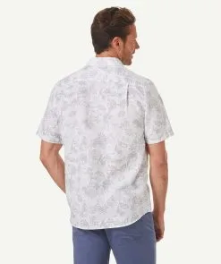 Gazman Linen Blend Floral Short Sleeve Shirt - Dove -Cheap Gazman Store 3 aaf2b697 1274 42ef a332 39acabca8afd