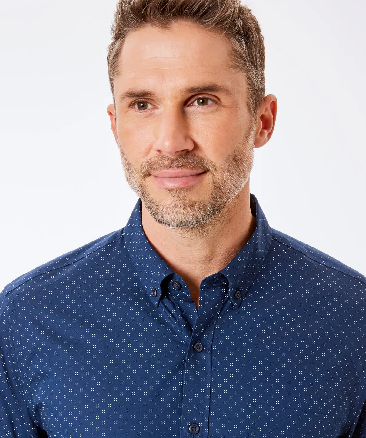 Gazman Tailored Fit Dot Print Shirt - Navy 5 Gazman Tailored Fit Dot Print Shirt - Navy - Image 3