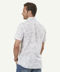 Gazman Tailored Fit Linen Blend Print Short Sleeve Shirt - Dove -Cheap Gazman Store 3 bfbbf434 354a 49f5 ba71 a3161168602b