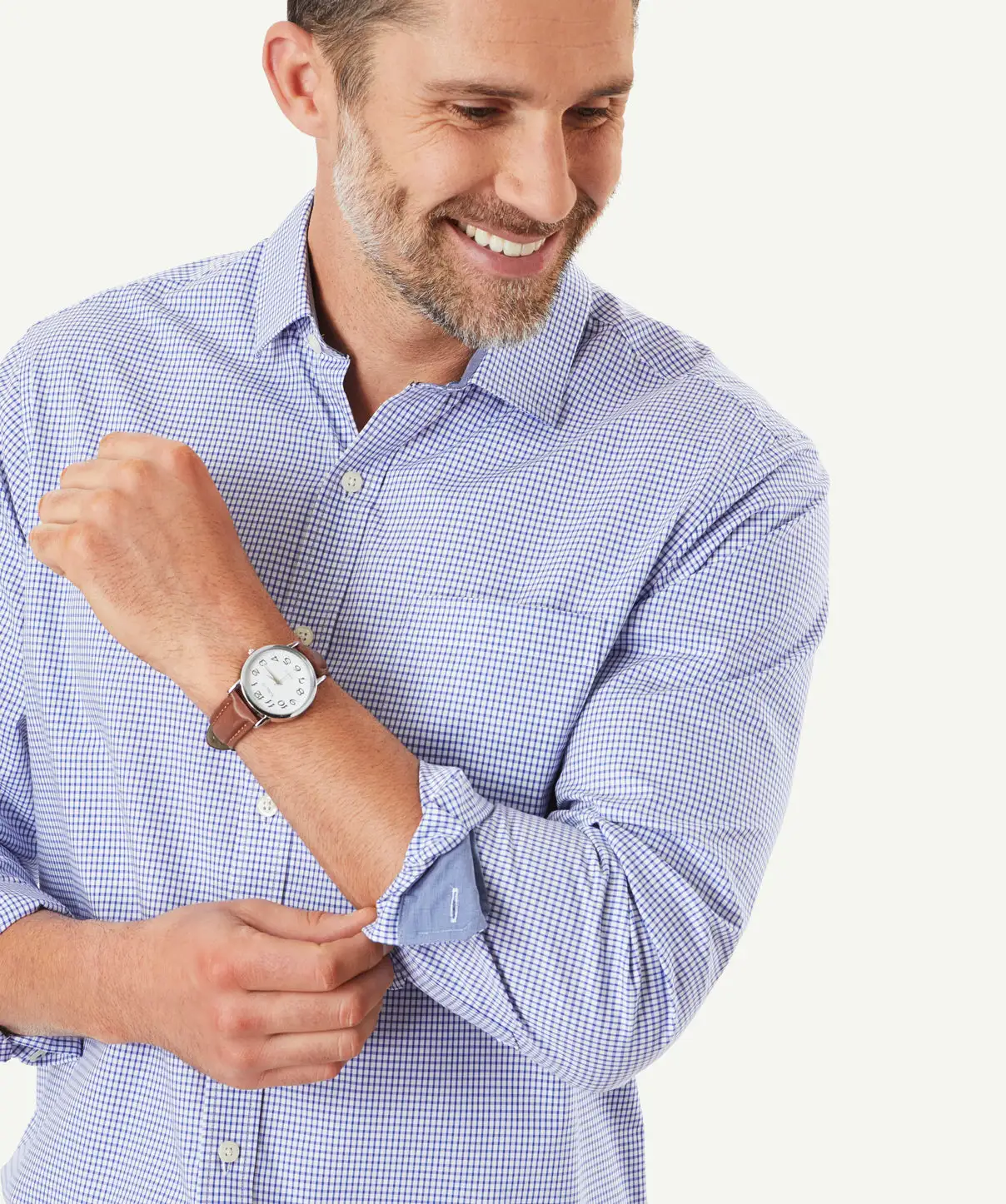 Gazman Easy Care Stretch Check Shirt - Blue 5 Gazman Easy Care Stretch Check Shirt - Blue - Image 3