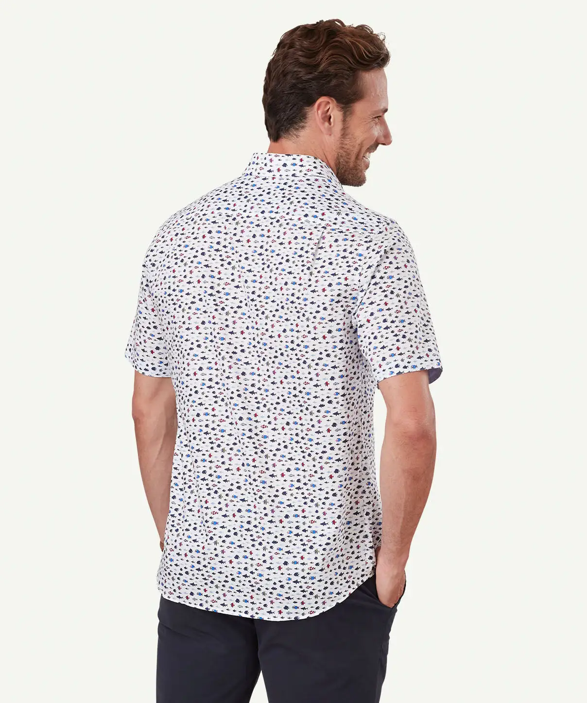 Gazman Fish Print Short Sleeve Shirt - White 5 Gazman Fish Print Short Sleeve Shirt - White - Image 3