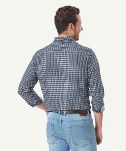 Gazman Easy Care Oxford Check Long Sleeve Shirt - Navy -Cheap Gazman Store 3 f9f7c861 2567 483b a7fa efce9a5ab8f4