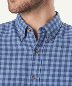 Gazman Casual Double Faced Check Long Sleeve Shirt - Blue -Cheap Gazman Store 4 42813