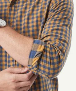 Gazman Casual Double Faced Check Long Sleeve Shirt - Golden Yellow -Cheap Gazman Store 4 42825