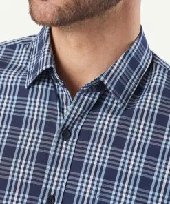 Gazman Tailored Casual Stretch Check Long Sleeve Shirt - Navy -Cheap Gazman Store 4 42839