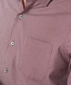 Gazman Easy Care Gingham Long Sleeve Shirt - Wine -Cheap Gazman Store 4 43243