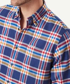 Gazman Brushed Herringbone Check Long Sleeve Shirt - Multi Check -Cheap Gazman Store 4 44513