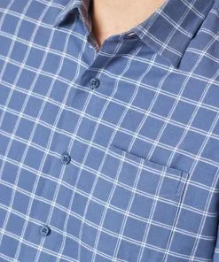 Gazman Brushed Twill Check Long Sleeve Shirt - Slate -Cheap Gazman Store 4 44573