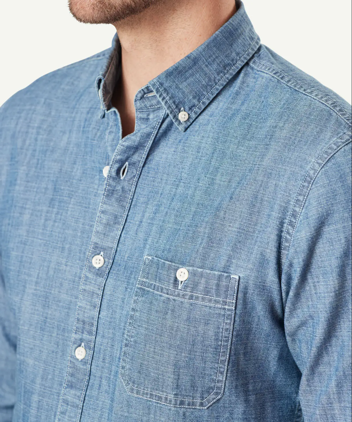 Gazman Tailored Casual Chambray Long Sleeve Shirt - Chambray 6 Gazman Tailored Casual Chambray Long Sleeve Shirt - Chambray - Image 4