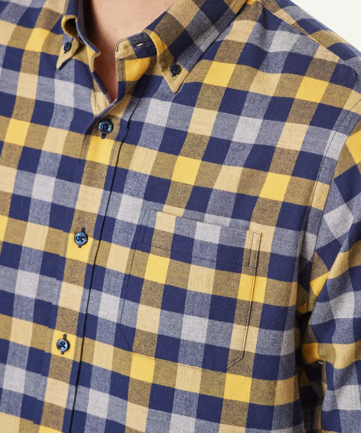 Gazman Brushed Twill Box Check Long Sleeve Shirt - Golden Yellow 6 Gazman Brushed Twill Box Check Long Sleeve Shirt - Golden Yellow - Image 4