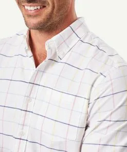 Gazman Casual Oxford Check Long Sleeve Shirt - White -Cheap Gazman Store 4 46058