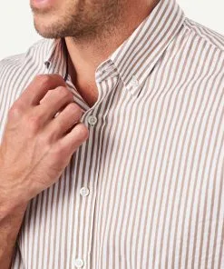 Gazman Casual Double Faced Stripe Long Sleeve Shirt - Chestnut -Cheap Gazman Store 4 46078