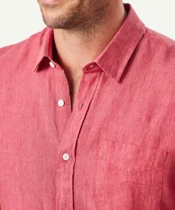 Gazman Pure French Linen Long Sleeve Shirt - Red 10 Gazman Pure French Linen Long Sleeve Shirt - Red -Cheap Gazman Store 4 46124
