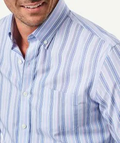 Gazman Tailored Easy Care Stripe Long Sleeve Shirt - Blue 10 Gazman Tailored Easy Care Stripe Long Sleeve Shirt - Blue -Cheap Gazman Store 4 46129