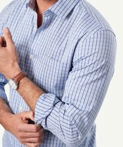 Gazman Tailored Non-Iron Oxford Check Long Sleeve Shirt - Navy -Cheap Gazman Store 4 46144