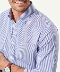 Gazman GAZFLEX Performance Stripe Long Sleeve Shirt - Navy -Cheap Gazman Store 4 46159