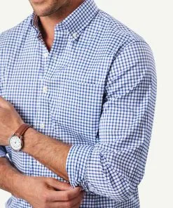 Gazman GAZFLEX Performance Check Long Sleeve Shirt - Navy -Cheap Gazman Store 4 46164