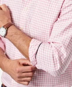 Gazman Non-Iron Twill Check Long Sleeve Shirt - Pink -Cheap Gazman Store 4 46174