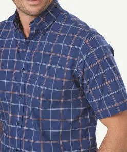 Gazman Casual Madras Check Short Sleeve Shirt - Navy -Cheap Gazman Store 4 46393 06a17dd9 2c1e 430b a3ea 975a93733a8c