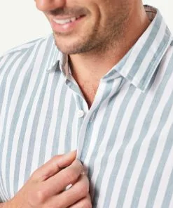 Gazman Casual Bold Melange Stripe Short Sleeve Shirt - Fern -Cheap Gazman Store 4 46403