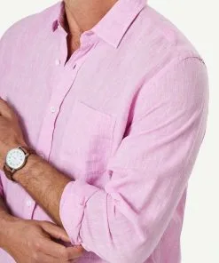 Gazman Pure French Linen Long Sleeve Shirt - Pink -Cheap Gazman Store 4 46897